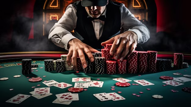 Close-up of roulette betting layout with chip placement examples